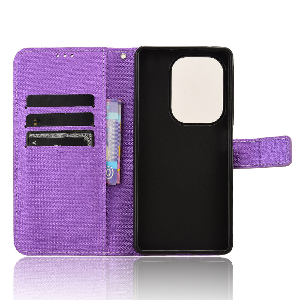 For Xiaomi Redmi Note 13 Pro 4G / Poco M6 Pro 4G Leather Case Diamond Texture Flip Protective Phone Cover - Purple