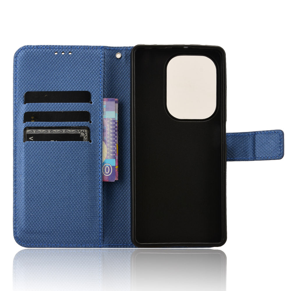 For Xiaomi Redmi Note 13 Pro 4G / Poco M6 Pro 4G Leather Case Diamond Texture Flip Protective Phone Cover - Blue