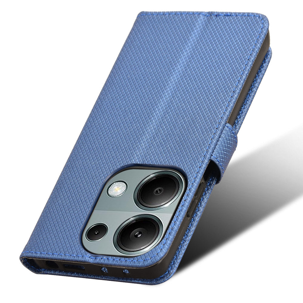 For Xiaomi Redmi Note 13 Pro 4G / Poco M6 Pro 4G Leather Case Diamond Texture Flip Protective Phone Cover - Blue