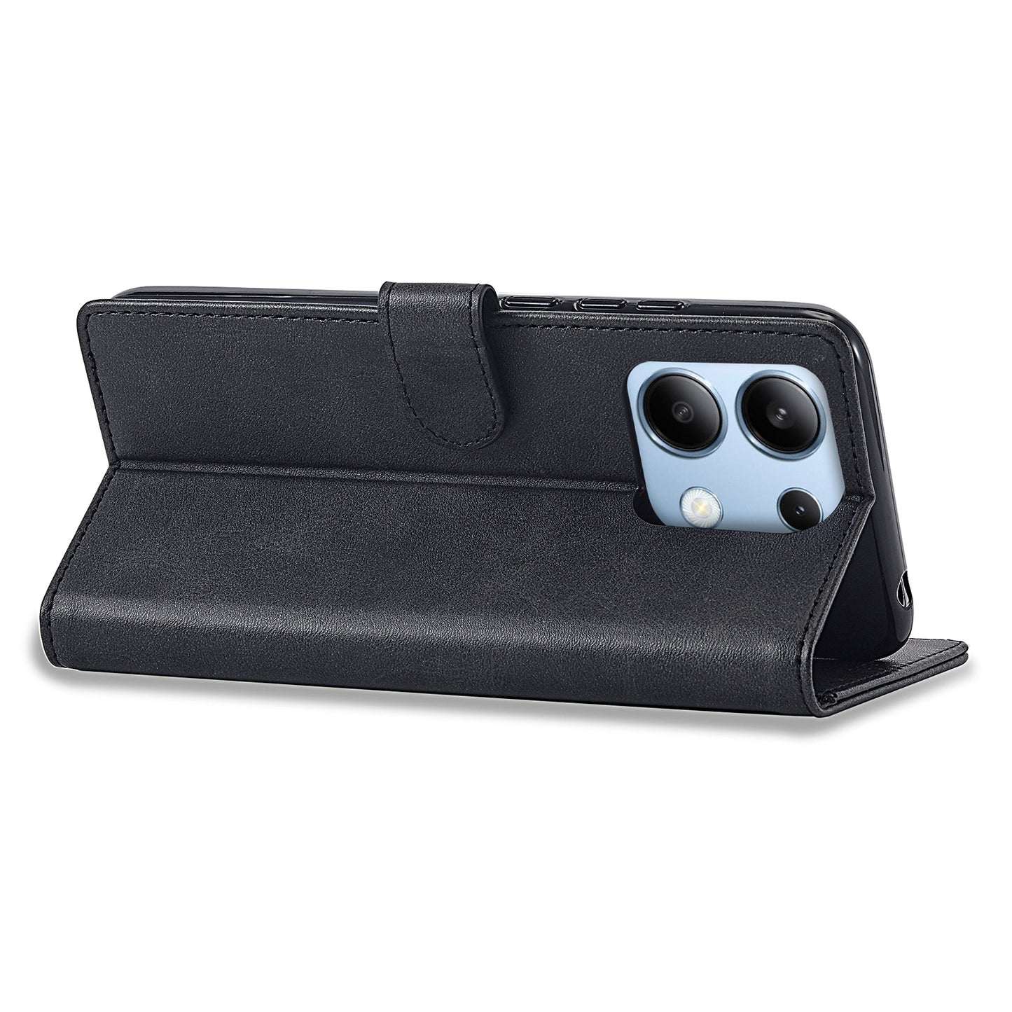 LC.IMEEKE For Xiaomi Redmi Note 13 4G Wallet Case Calf Texture Leather Folio Phone Cover - Black