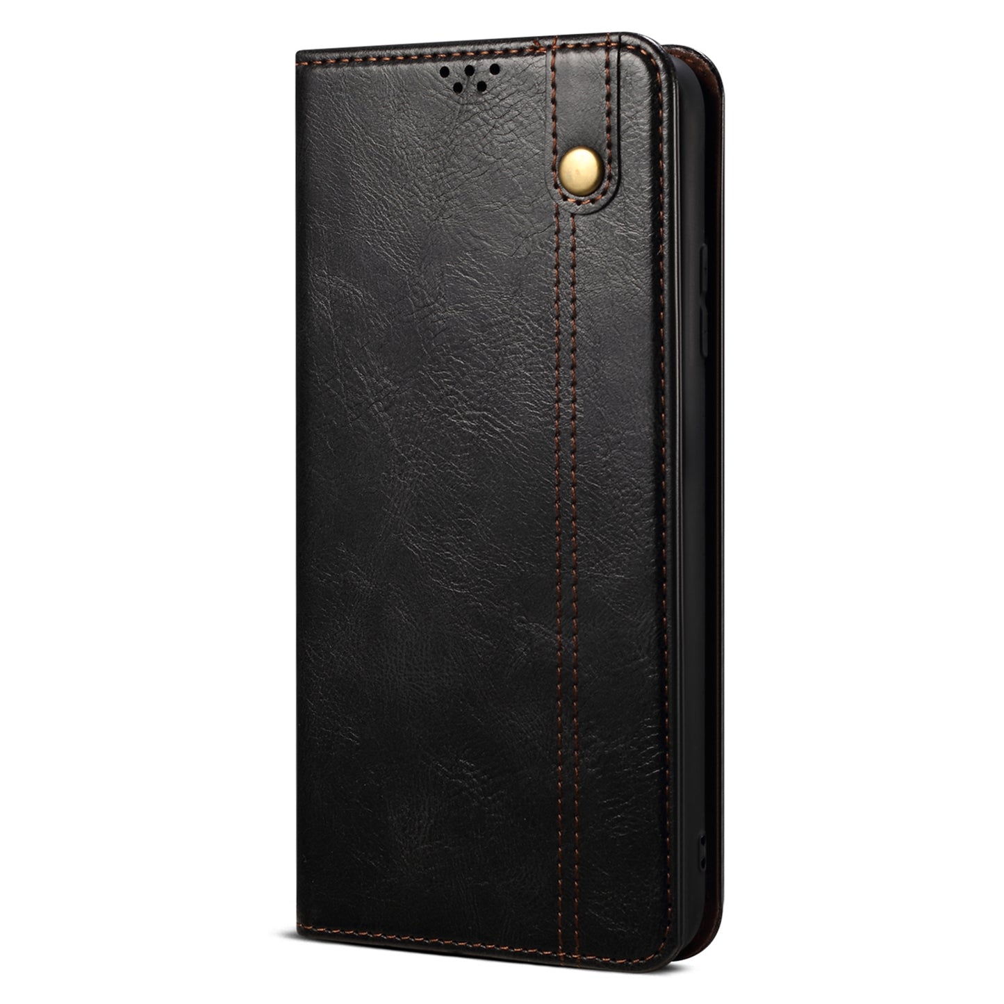 For Xiaomi Redmi Note 13 Pro+ 5G Phone Case Waxy Crazy Horse Texture Wallet Cover - Black