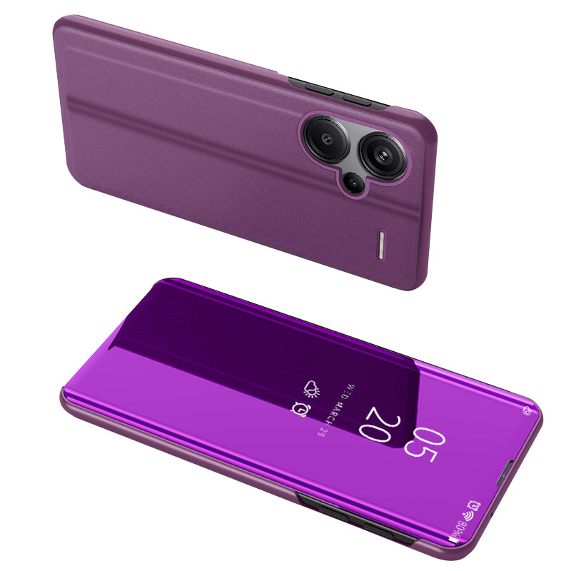 For Xiaomi Redmi Note 13 Pro+ 5G Case View Window PU Leather+PC Electroplating Phone Cover - Purple