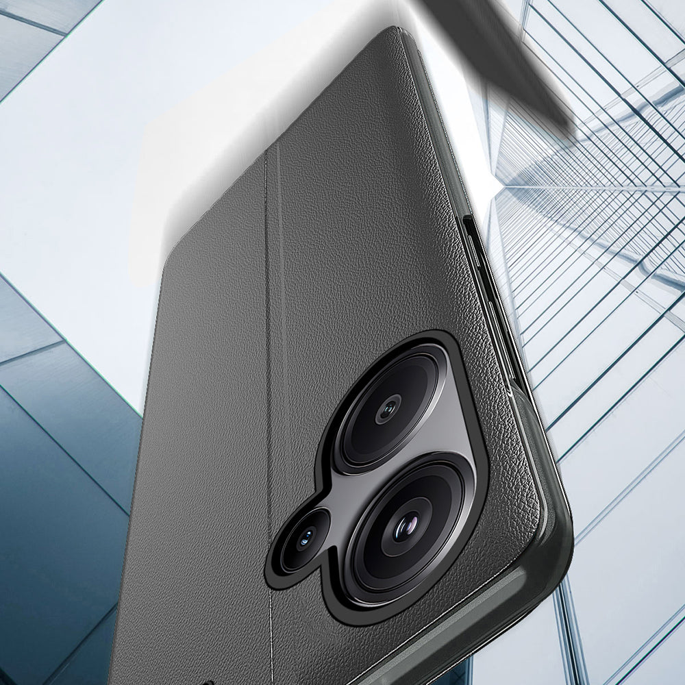 For Xiaomi Redmi Note 13 Pro+ 5G Case View Window Leather Phone Cover with Foldable Stand - Purple