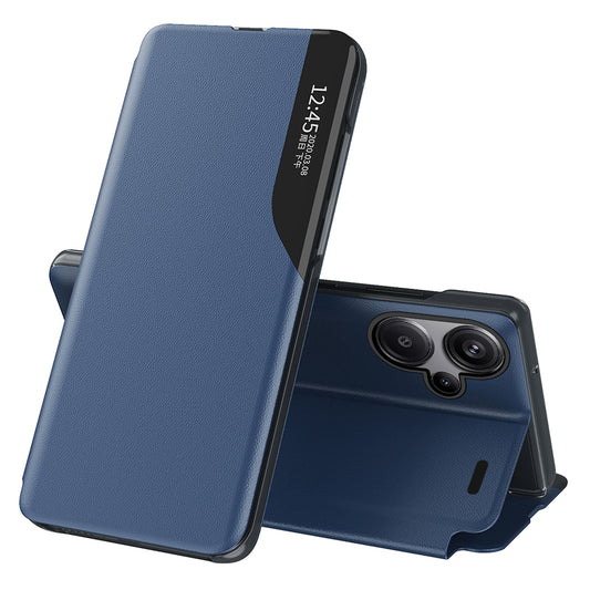 For Xiaomi Redmi Note 13 Pro+ 5G Case View Window Leather Phone Cover with Foldable Stand - Sapphire
