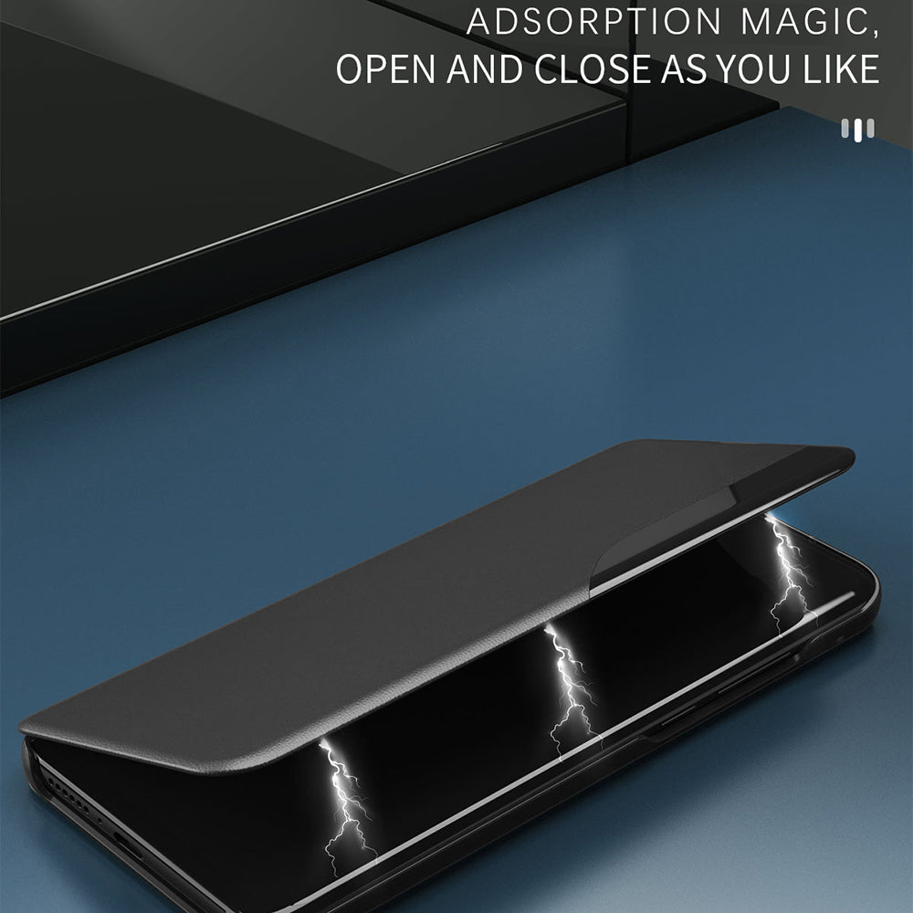 For Xiaomi Redmi Note 13 Pro+ 5G Case View Window Leather Phone Cover with Foldable Stand - Orange