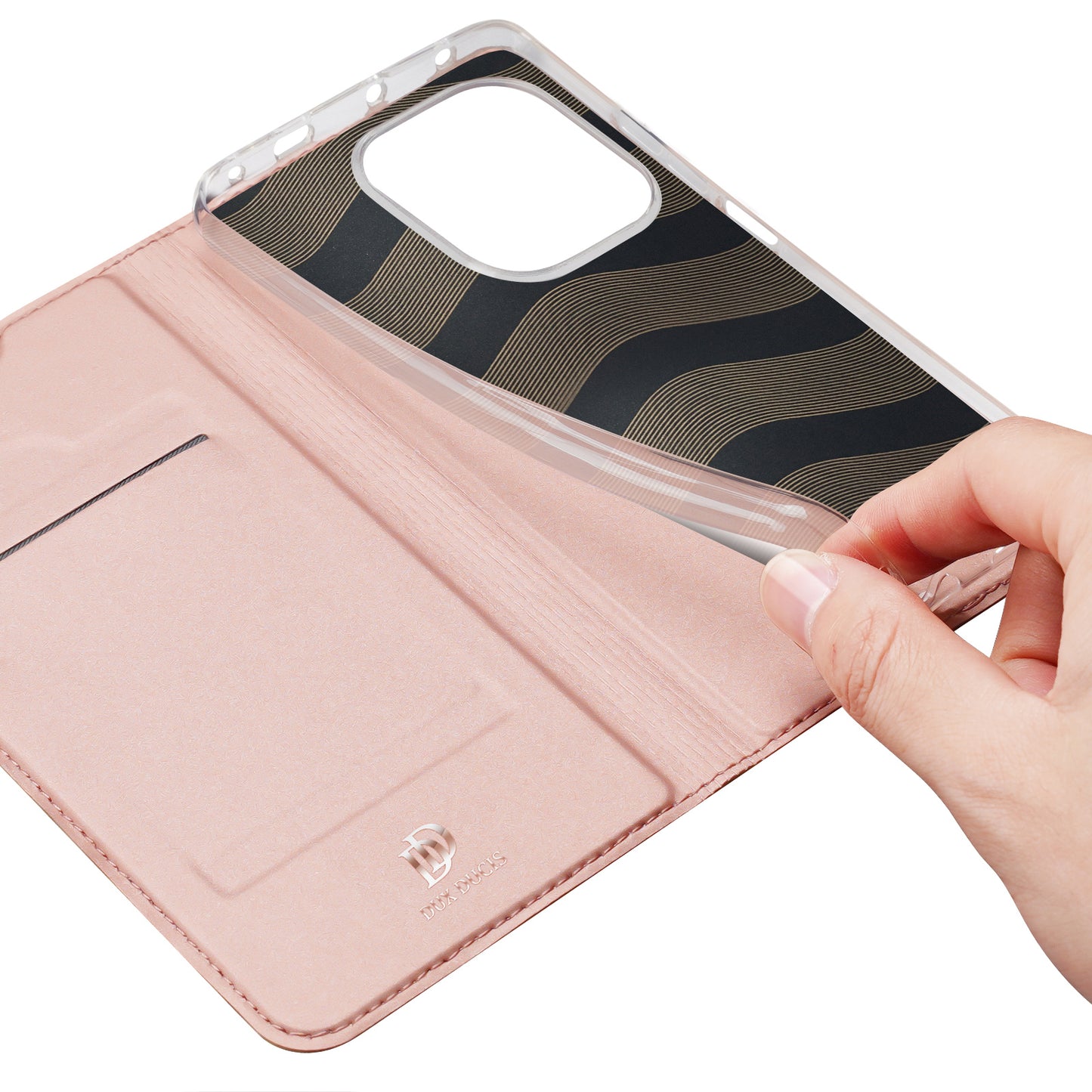 DUX DUCIS Skin Pro Series For Xiaomi Redmi Note 13 Pro 4G / Poco M6 Pro 4G Phone Case Card Slots PU Leather Cover - Pink