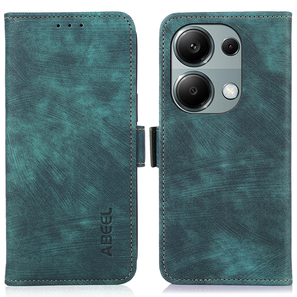 ABEEL For Xiaomi Redmi Note 13 Pro 4G / Poco M6 Pro 4G Phone Case Anti-Drop Wallet Leather Cover - Green