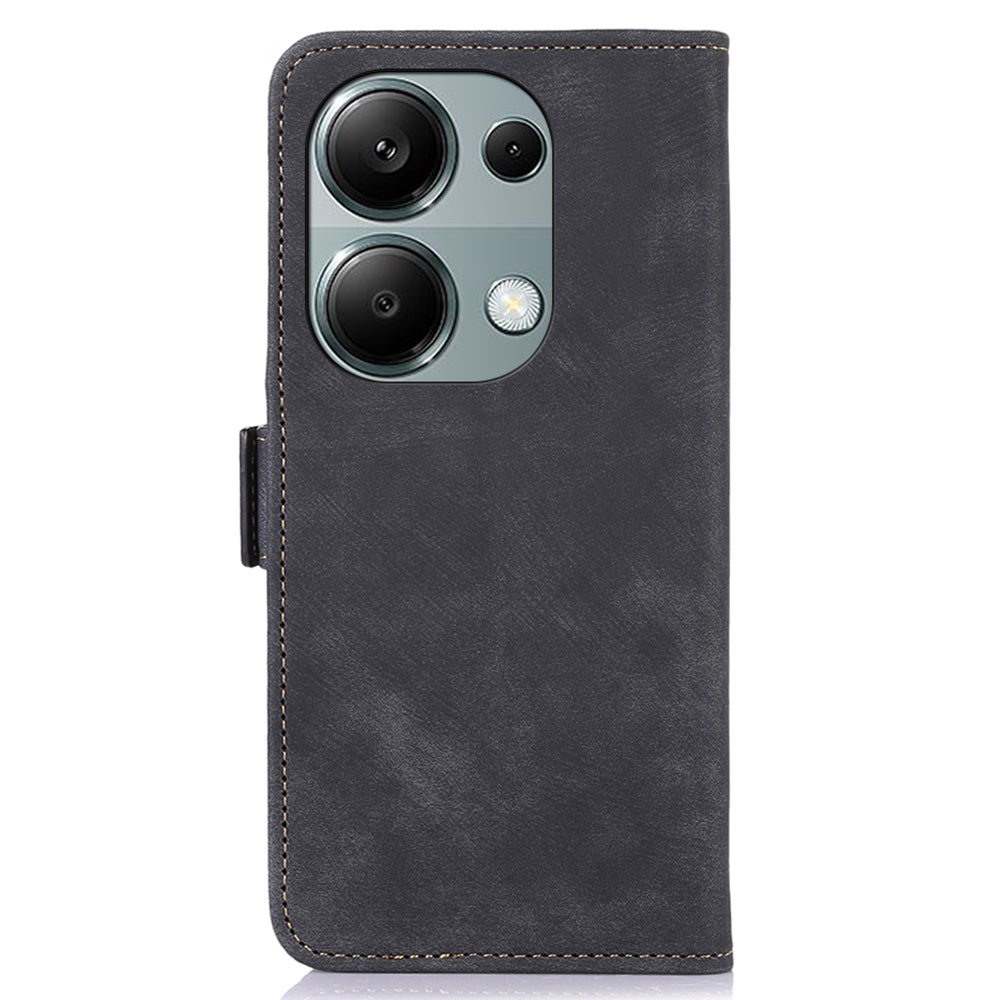 ABEEL For Xiaomi Redmi Note 13 Pro 4G / Poco M6 Pro 4G Phone Case Anti-Drop Wallet Leather Cover - Black