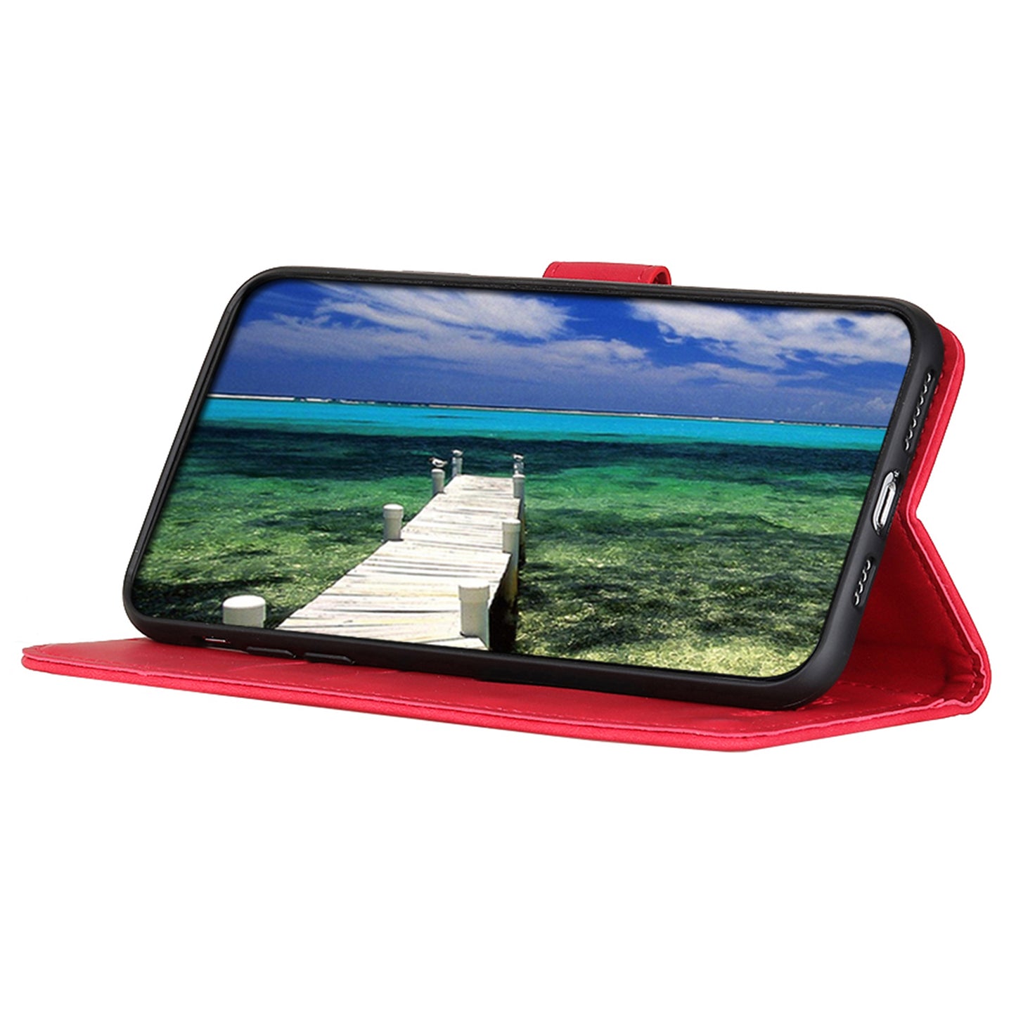 KHAZNEH For Xiaomi Redmi Note 13 Pro 4G / Poco M6 Pro 4G Phone Case Retro PU Leather Flip Cover - Red