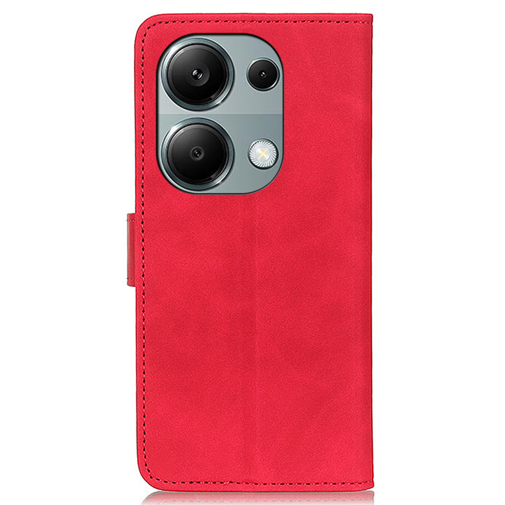 KHAZNEH For Xiaomi Redmi Note 13 Pro 4G / Poco M6 Pro 4G Phone Case Retro PU Leather Flip Cover - Red