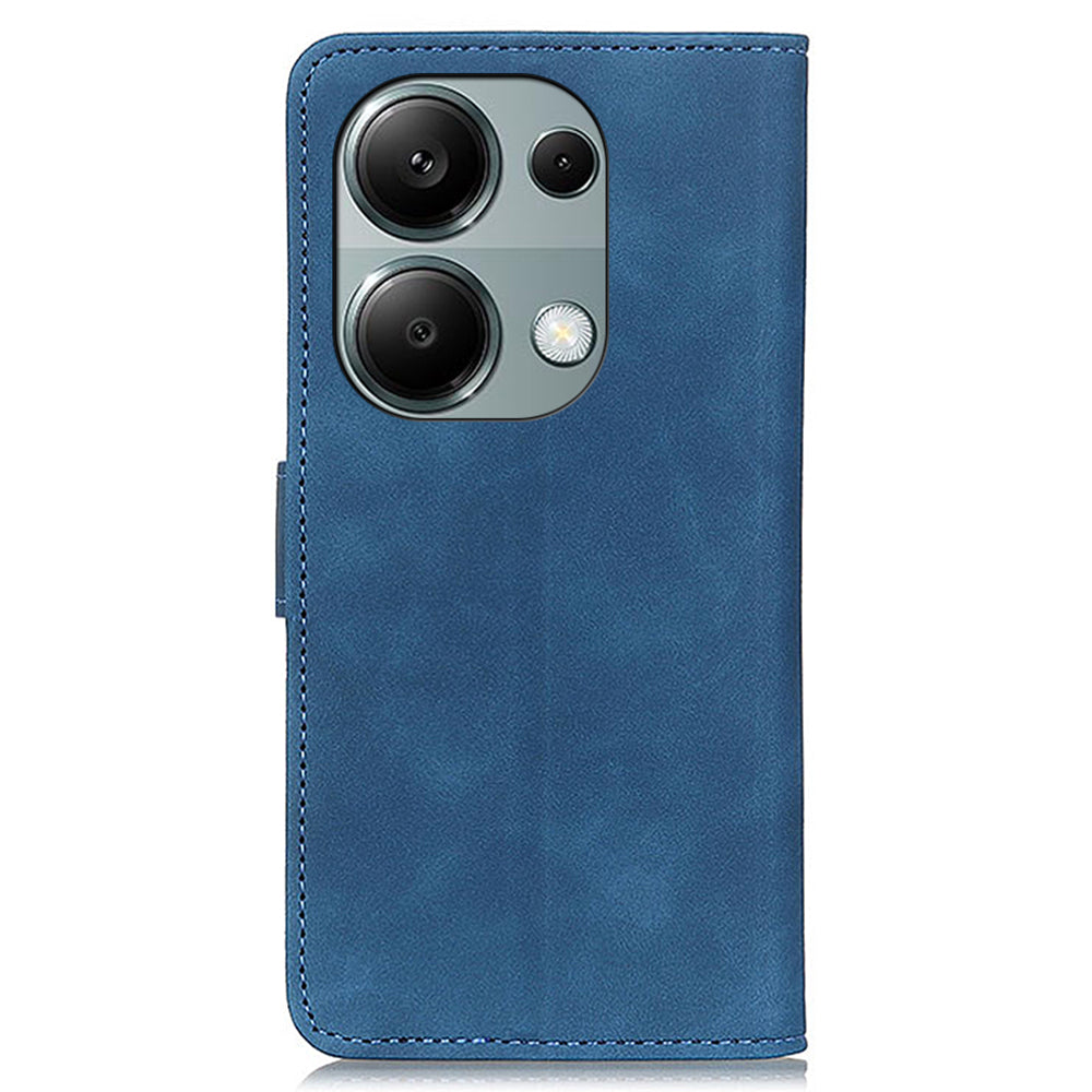 KHAZNEH For Xiaomi Redmi Note 13 4G Case Retro PU Leather Wallet Phone Cover - Blue