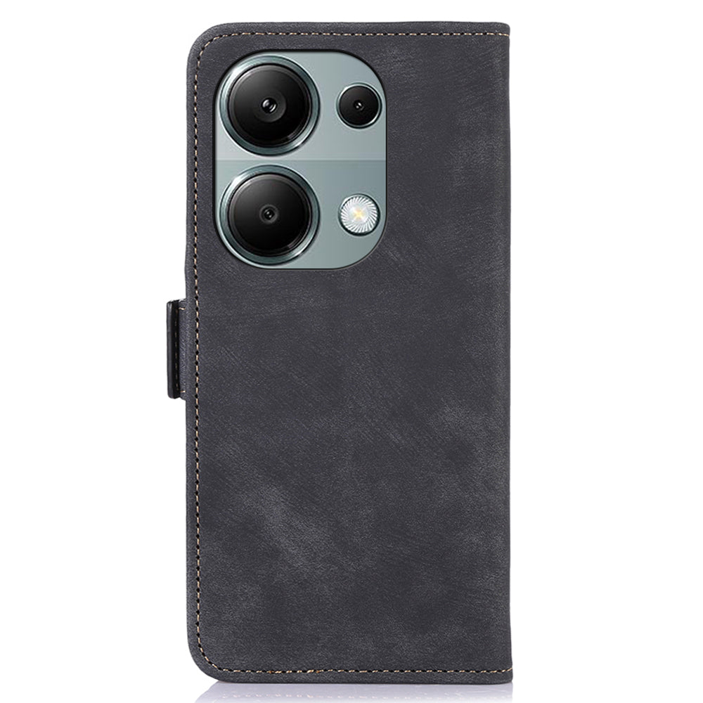 ABEEL For Xiaomi Redmi Note 13 4G Case Retro Texture Leather Cell Phone Cover with Wallet - Black