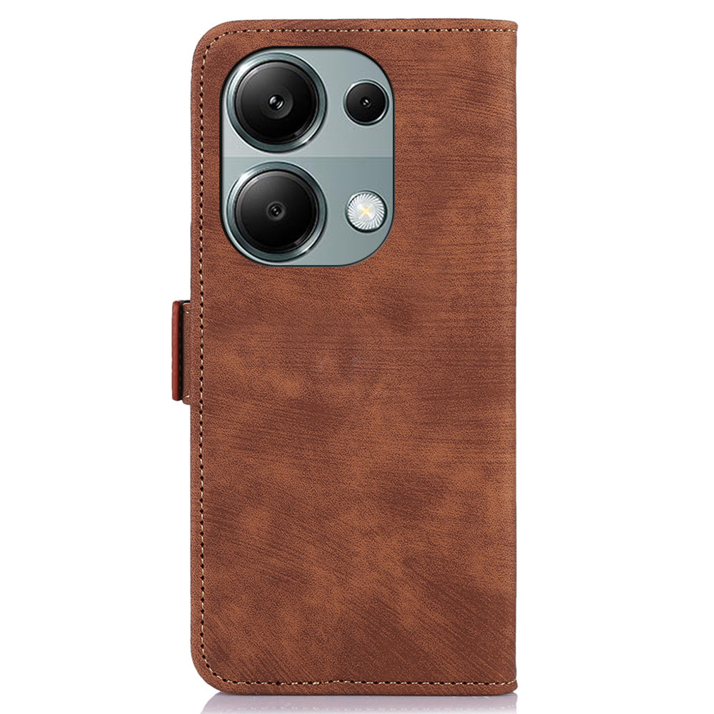 ABEEL For Xiaomi Redmi Note 13 4G Case Retro Texture Leather Cell Phone Cover with Wallet - Brown