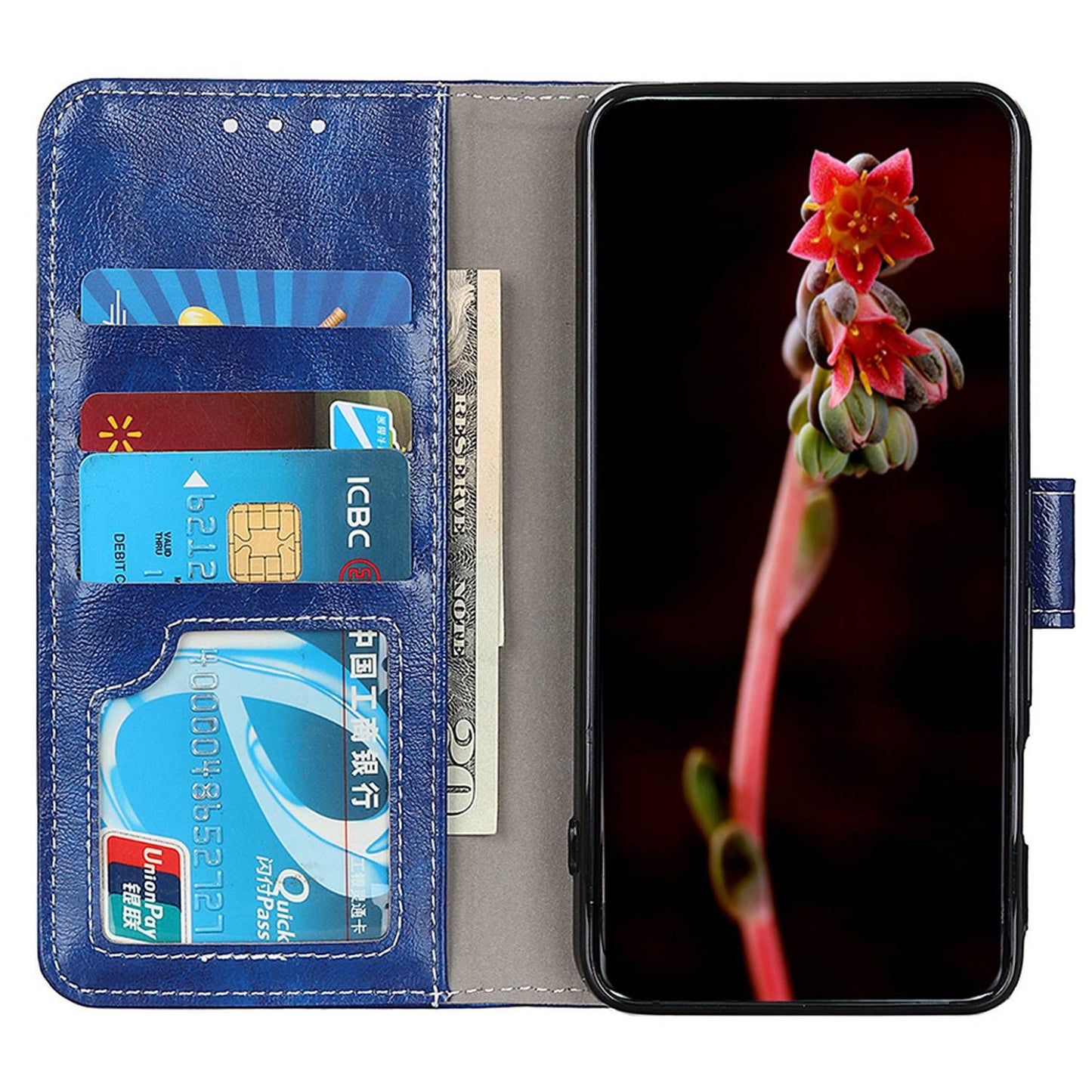 For Xiaomi Redmi Note 13 4G Case Retro PU Leather Wallet Stand Drop Resistant Phone Cover - Blue