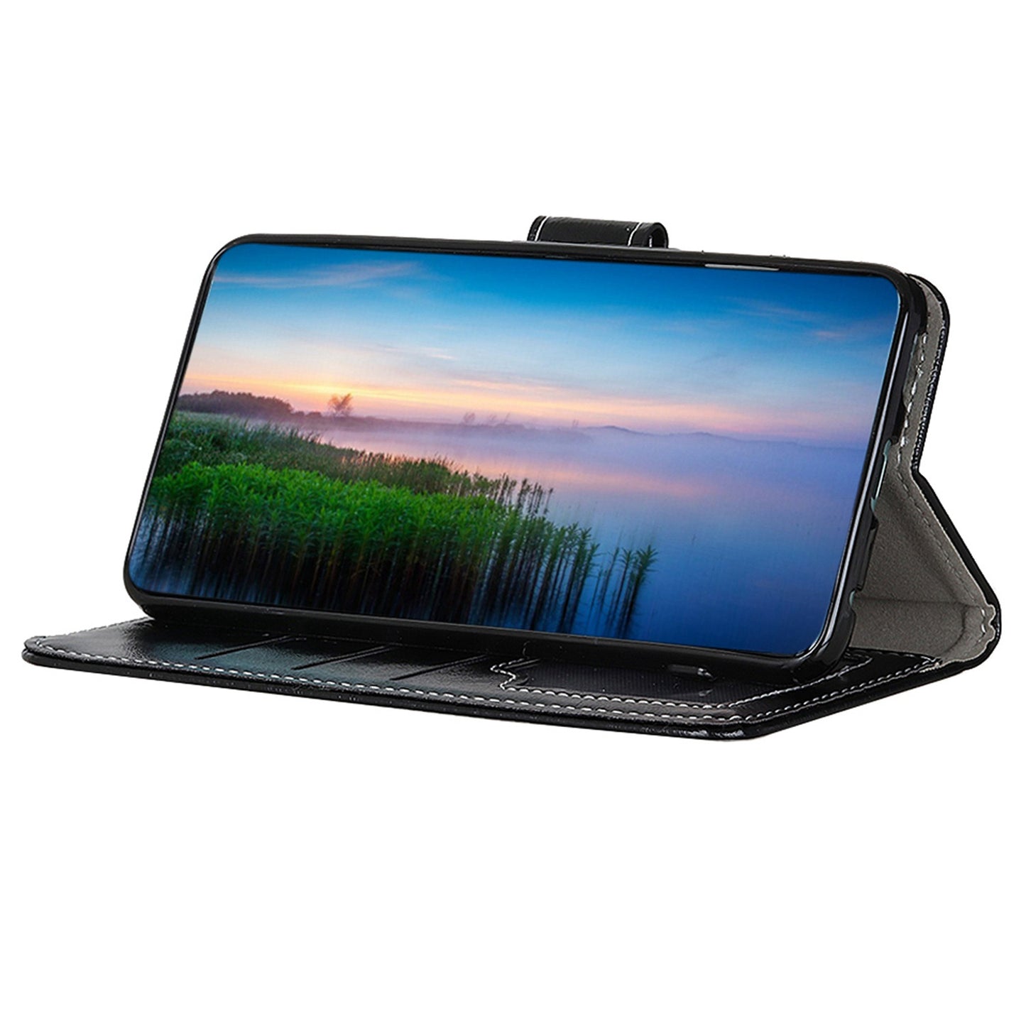 For Xiaomi Redmi Note 13 4G Case Retro PU Leather Wallet Stand Drop Resistant Phone Cover - Black