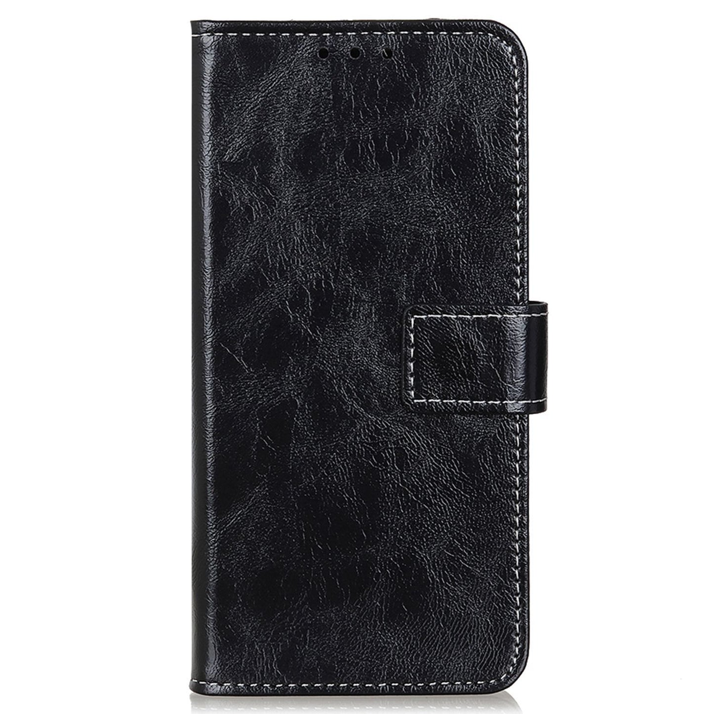 For Xiaomi Redmi Note 13 4G Case Retro PU Leather Wallet Stand Drop Resistant Phone Cover - Black