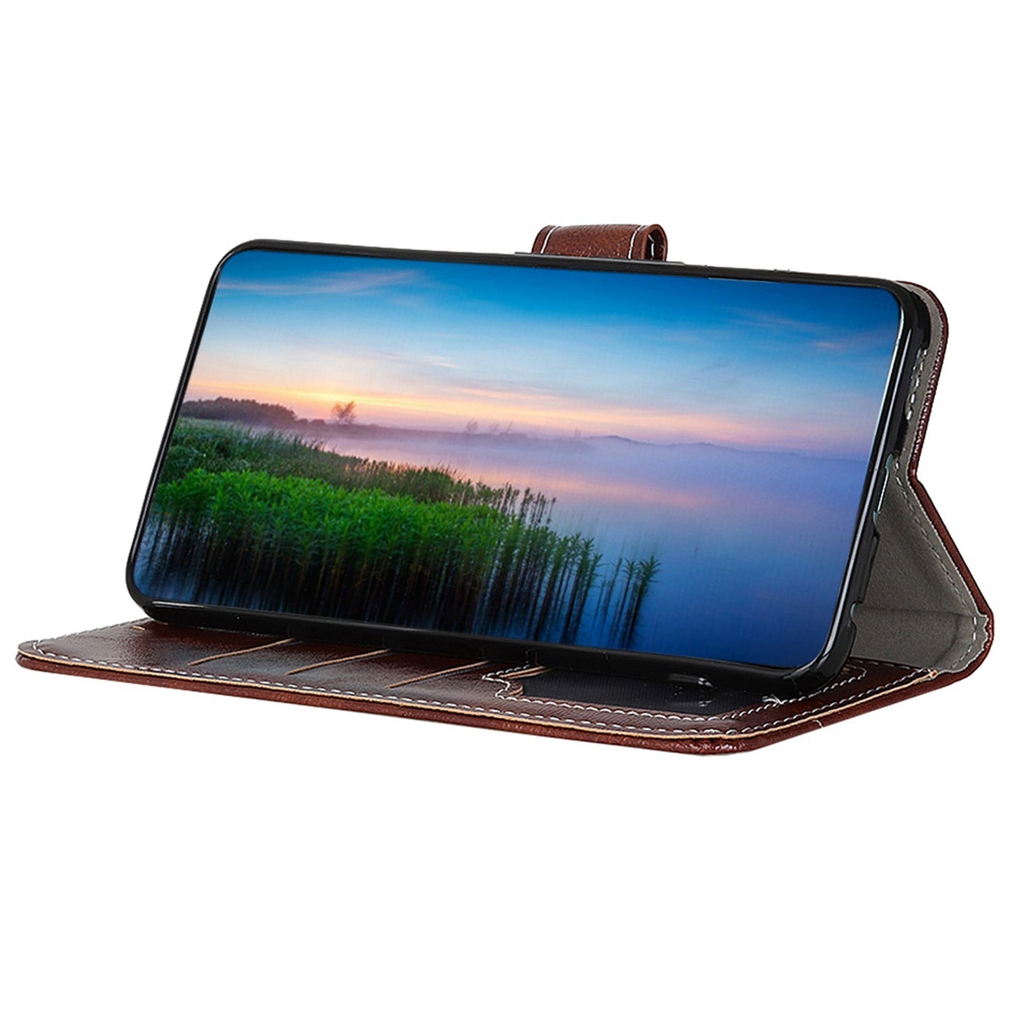 For Xiaomi Redmi Note 13 4G Case Retro PU Leather Wallet Stand Drop Resistant Phone Cover - Brown