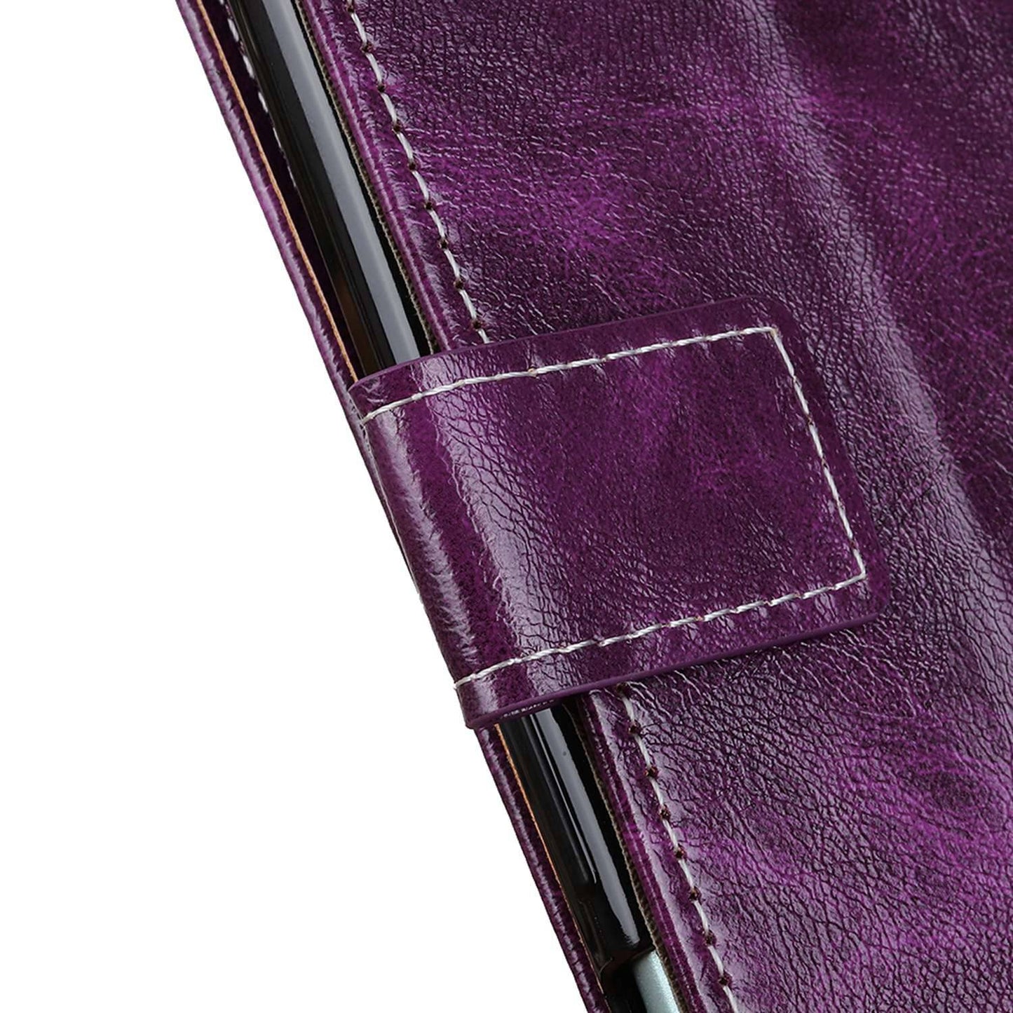 For Xiaomi Redmi Note 13 4G Case Retro PU Leather Wallet Stand Drop Resistant Phone Cover - Purple