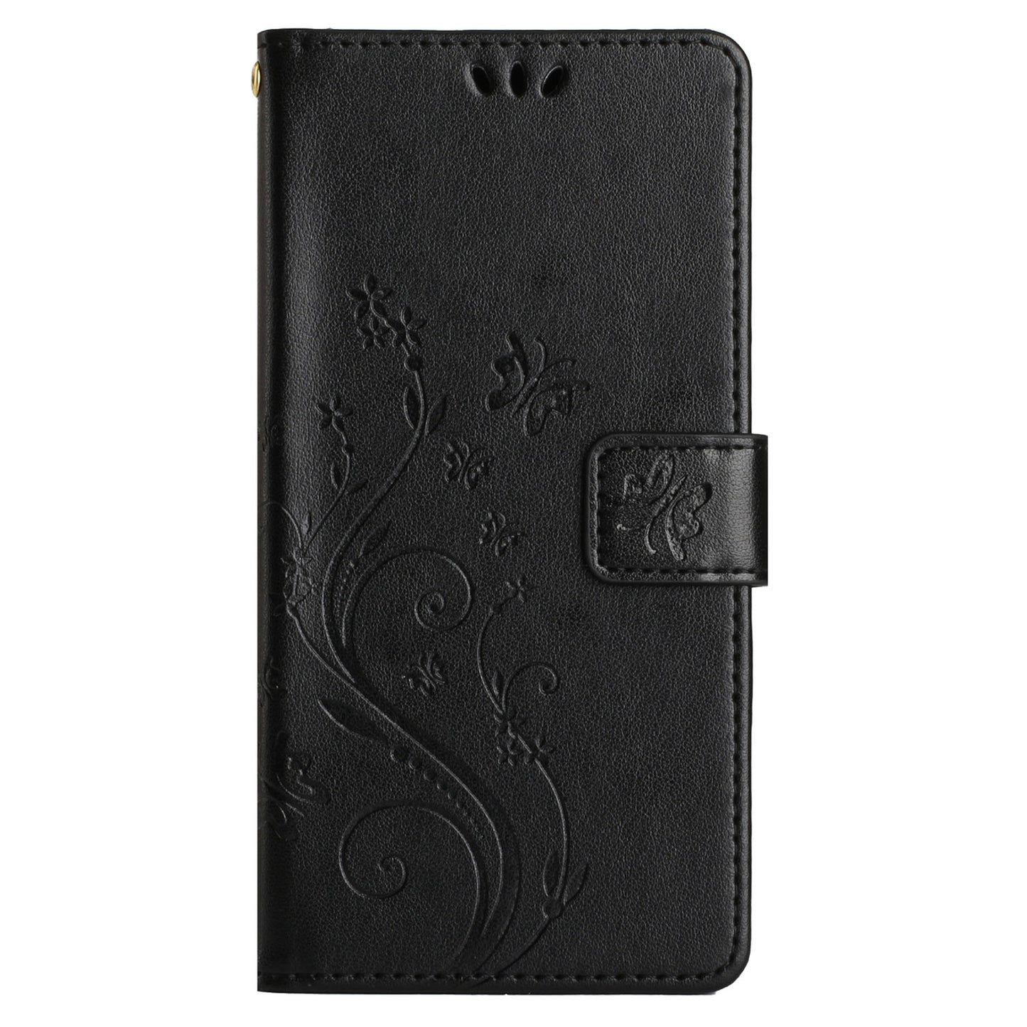 For Xiaomi Redmi Note 13 Pro+ 5G Leather Case Wallet Butterfly Imprinted Phone Cover - Black