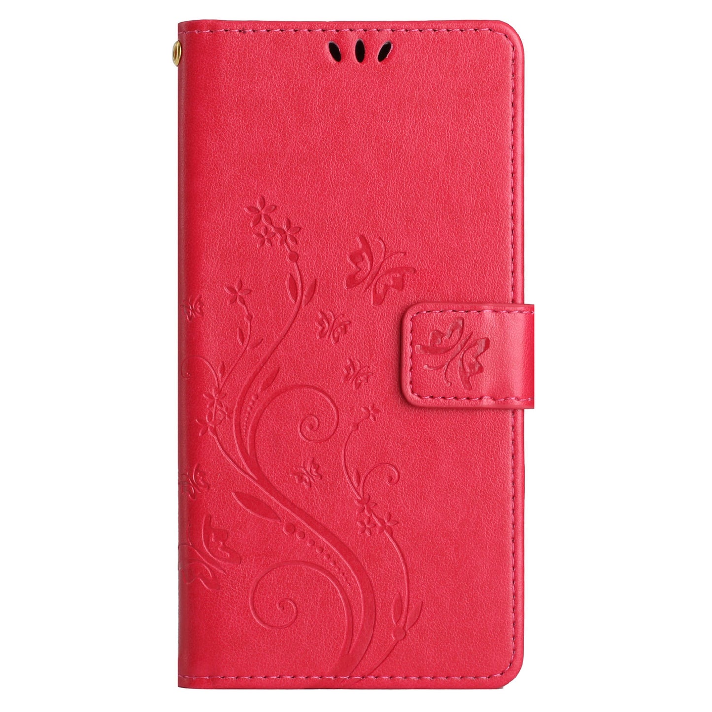 For Xiaomi Redmi Note 13 Pro+ 5G Leather Case Wallet Butterfly Imprinted Phone Cover - Red