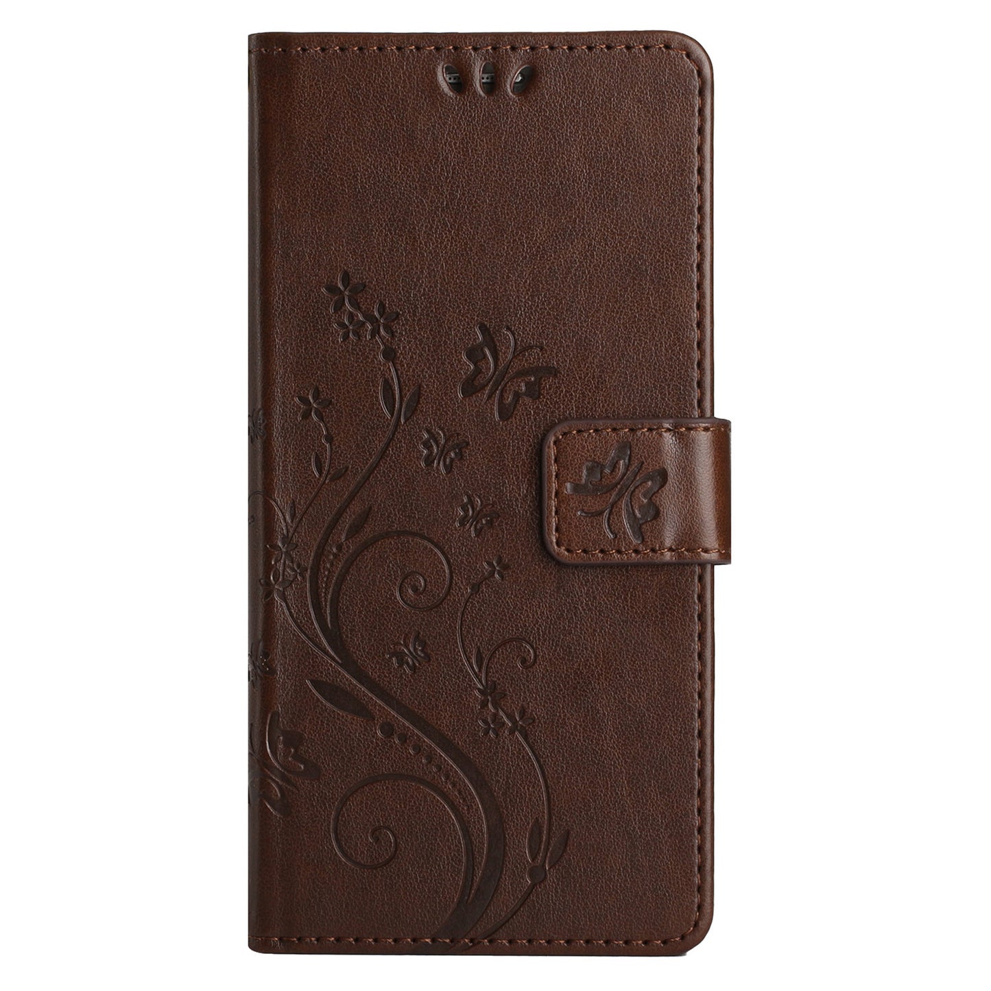 For Xiaomi Redmi Note 13 Pro+ 5G Leather Case Wallet Butterfly Imprinted Phone Cover - Brown