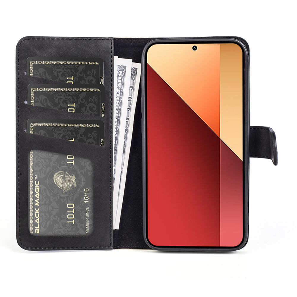 For Xiaomi Redmi Note 13 Pro 4G / Poco M6 Pro 4G Wallet Case Color Splicing Phone Leather Cover - Black