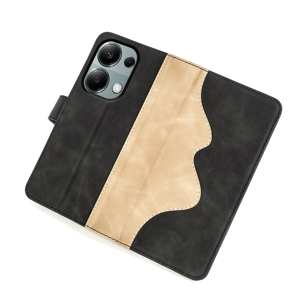 For Xiaomi Redmi Note 13 Pro 4G / Poco M6 Pro 4G Wallet Case Color Splicing Phone Leather Cover - Black