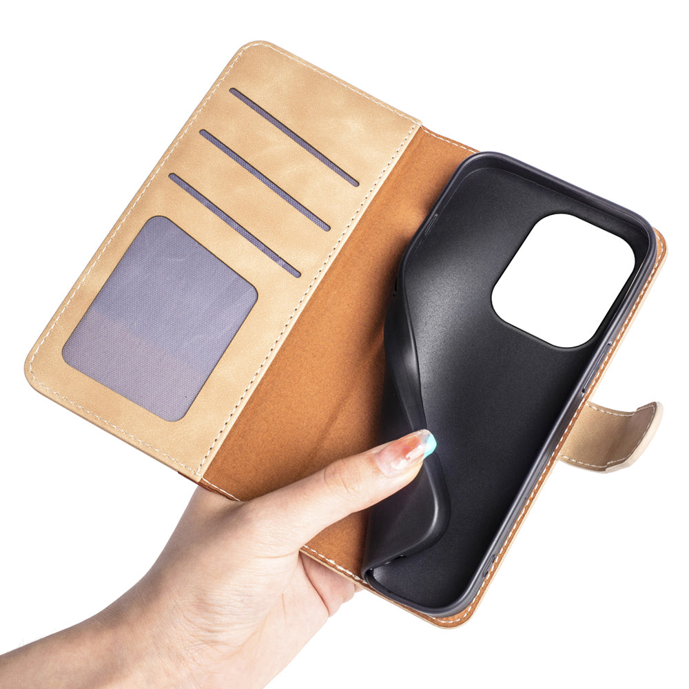 For Xiaomi Redmi Note 13 Pro 4G / Poco M6 Pro 4G Wallet Case Color Splicing Phone Leather Cover - Yellow