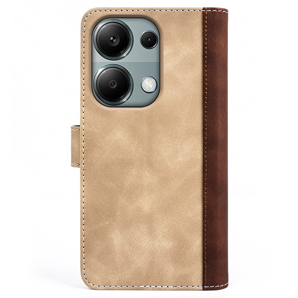 For Xiaomi Redmi Note 13 Pro 4G / Poco M6 Pro 4G Wallet Case Color Splicing Phone Leather Cover - Yellow