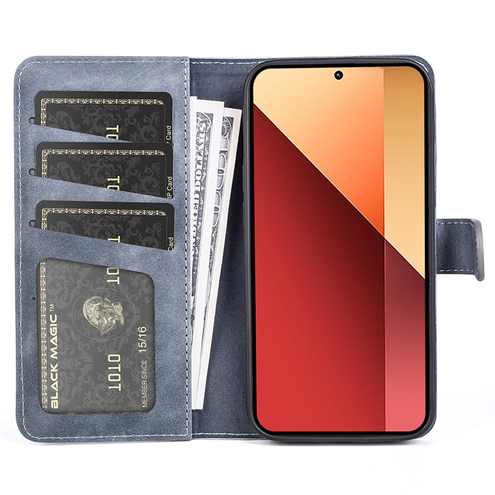 For Xiaomi Redmi Note 13 Pro 4G / Poco M6 Pro 4G Wallet Case Color Splicing Phone Leather Cover - Blue
