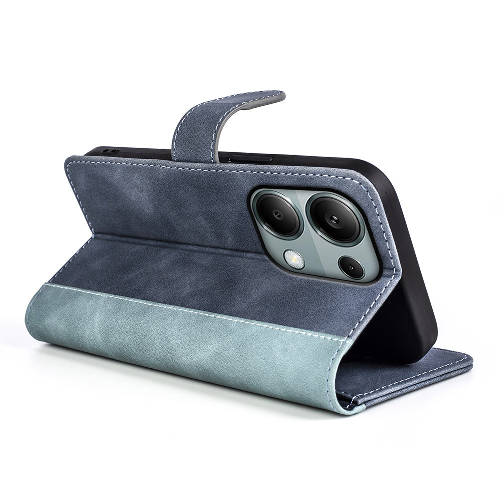 For Xiaomi Redmi Note 13 Pro 4G / Poco M6 Pro 4G Wallet Case Color Splicing Phone Leather Cover - Blue