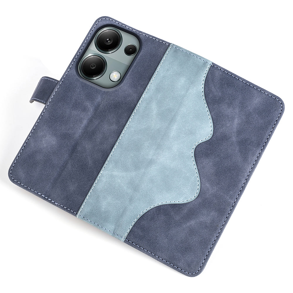 For Xiaomi Redmi Note 13 Pro 4G / Poco M6 Pro 4G Wallet Case Color Splicing Phone Leather Cover - Blue