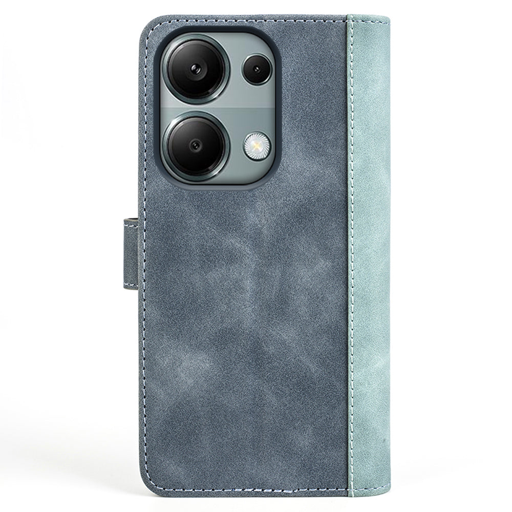 For Xiaomi Redmi Note 13 Pro 4G / Poco M6 Pro 4G Wallet Case Color Splicing Phone Leather Cover - Blue