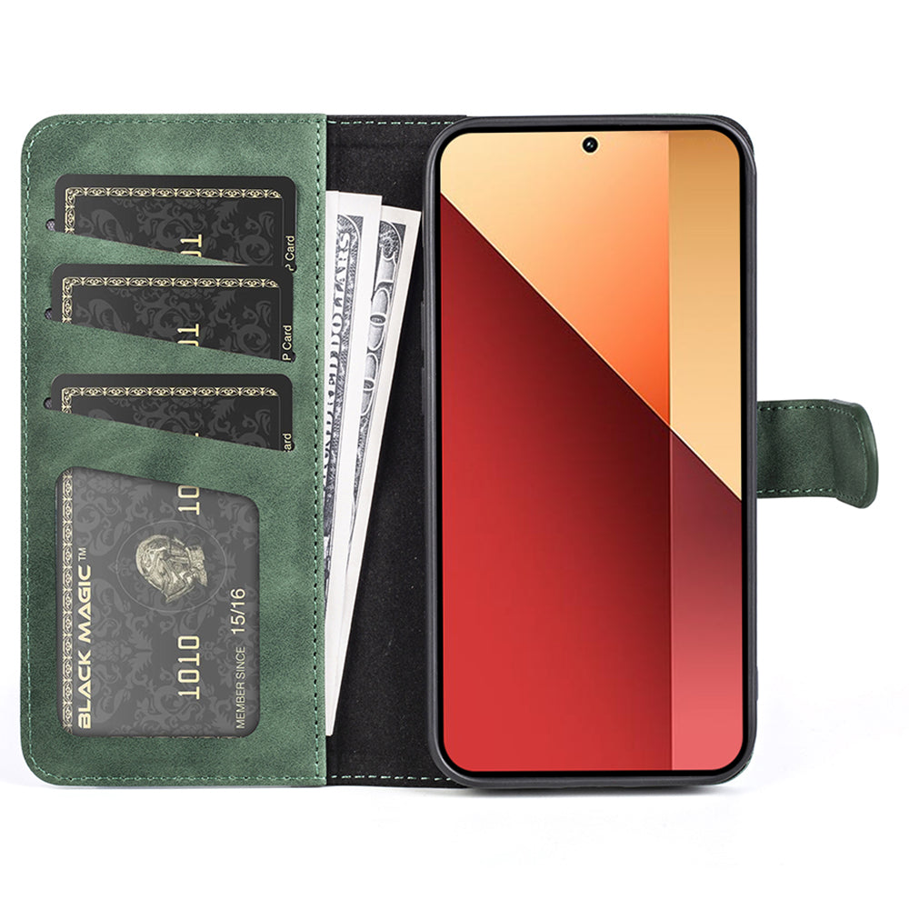 For Xiaomi Redmi Note 13 Pro 4G / Poco M6 Pro 4G Wallet Case Color Splicing Phone Leather Cover - Green