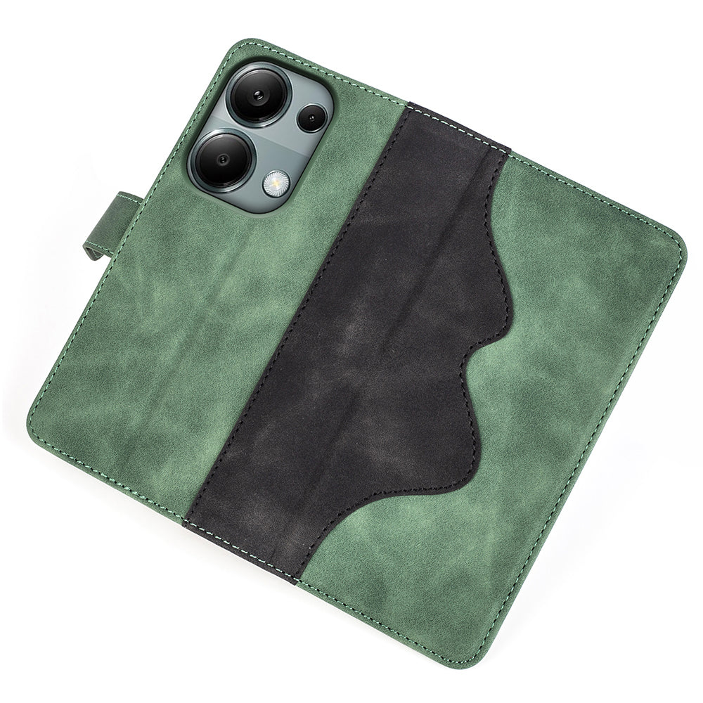 For Xiaomi Redmi Note 13 Pro 4G / Poco M6 Pro 4G Wallet Case Color Splicing Phone Leather Cover - Green
