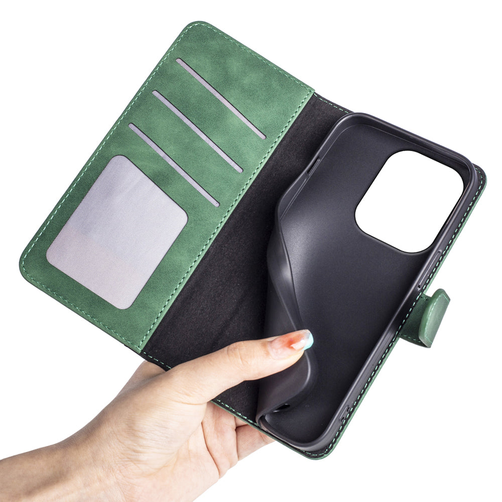 For Xiaomi Redmi Note 13 Pro 4G / Poco M6 Pro 4G Wallet Case Color Splicing Phone Leather Cover - Green