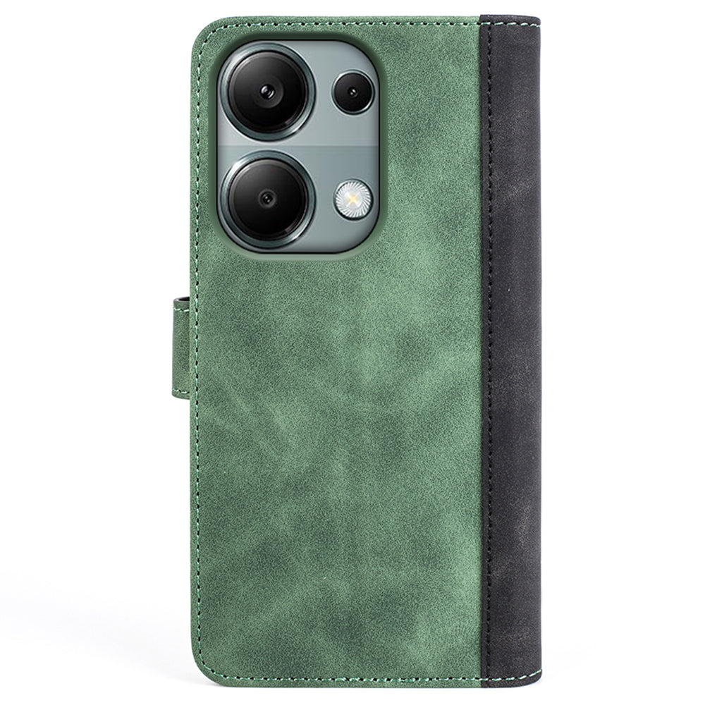 For Xiaomi Redmi Note 13 Pro 4G / Poco M6 Pro 4G Wallet Case Color Splicing Phone Leather Cover - Green
