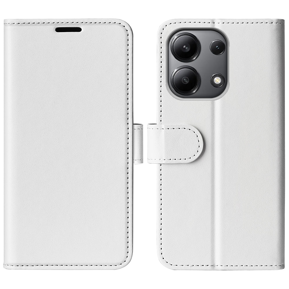 For Xiaomi Redmi Note 13 4G Case Crazy Horse Texture Leather Phone Cover - White