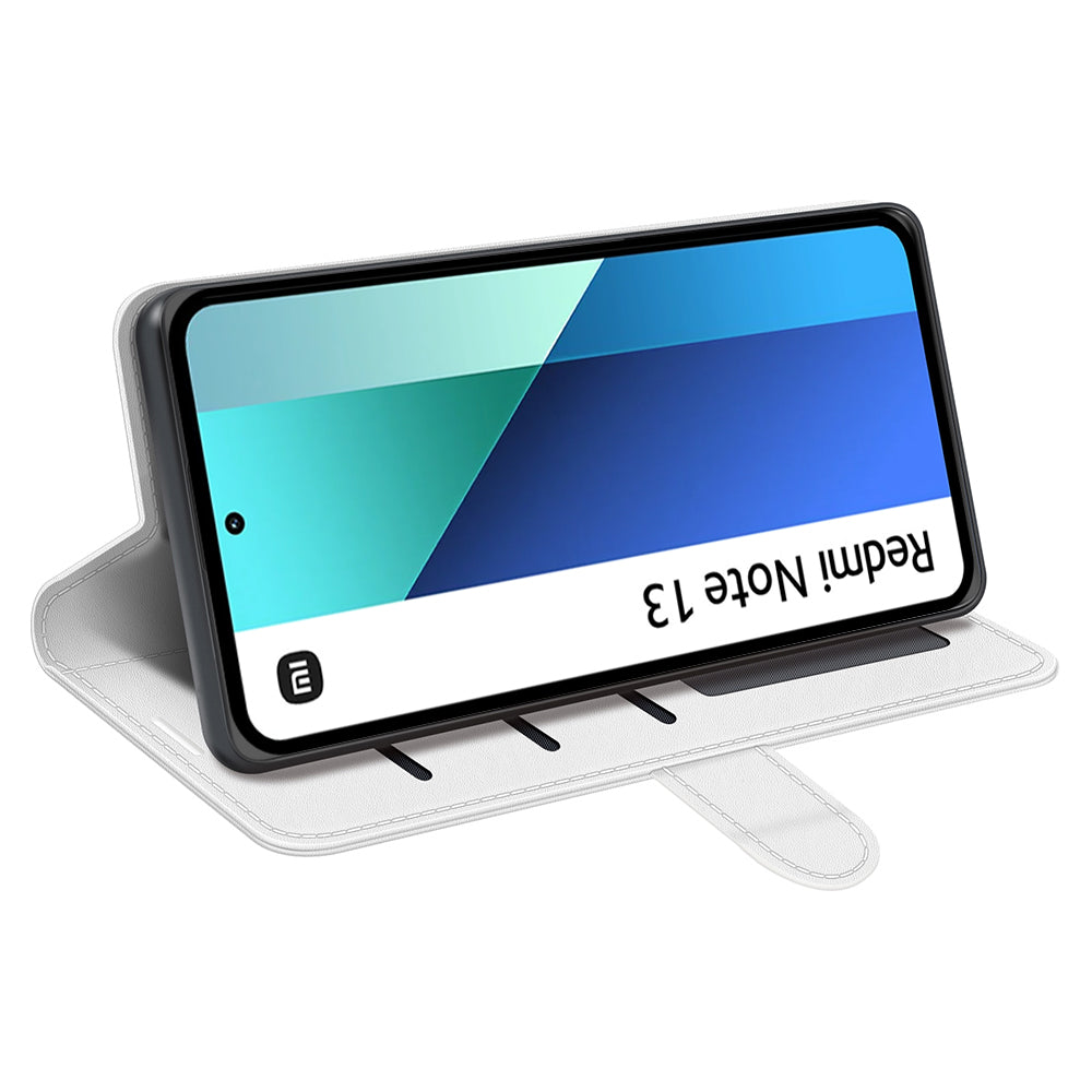 For Xiaomi Redmi Note 13 4G Case Crazy Horse Texture Leather Phone Cover - White