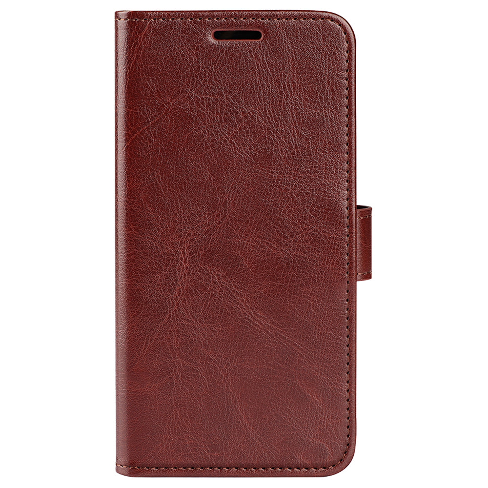 For Xiaomi Redmi Note 13 4G Case Crazy Horse Texture Leather Phone Cover - Brown