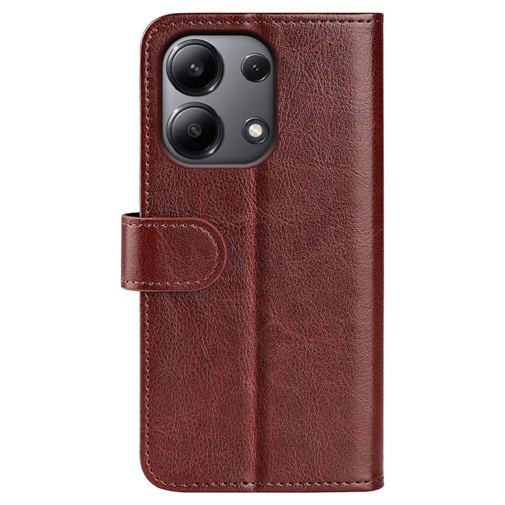 For Xiaomi Redmi Note 13 4G Case Crazy Horse Texture Leather Phone Cover - Brown