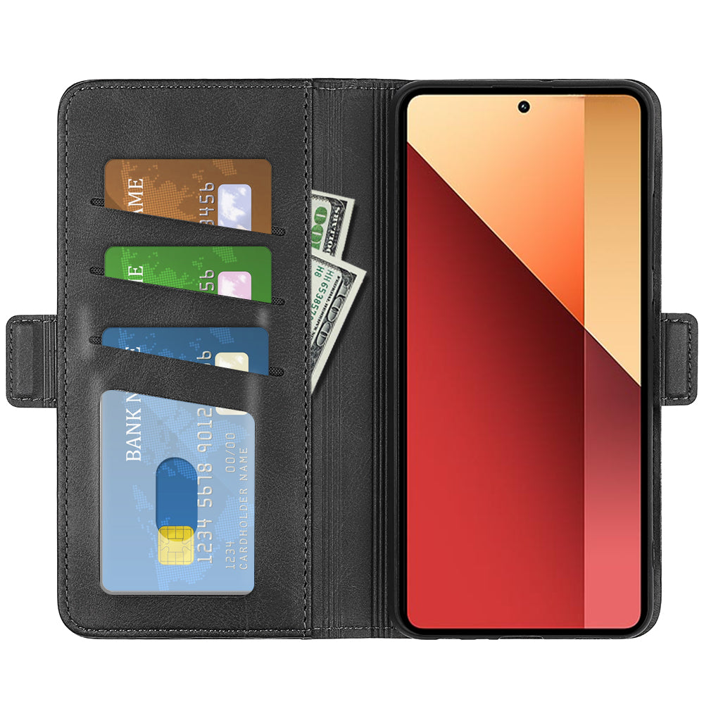 For Xiaomi Redmi Note 13 Pro 4G / Poco M6 Pro 4G Leather Wallet Phone Case Dual Magnetic Clasp - Black