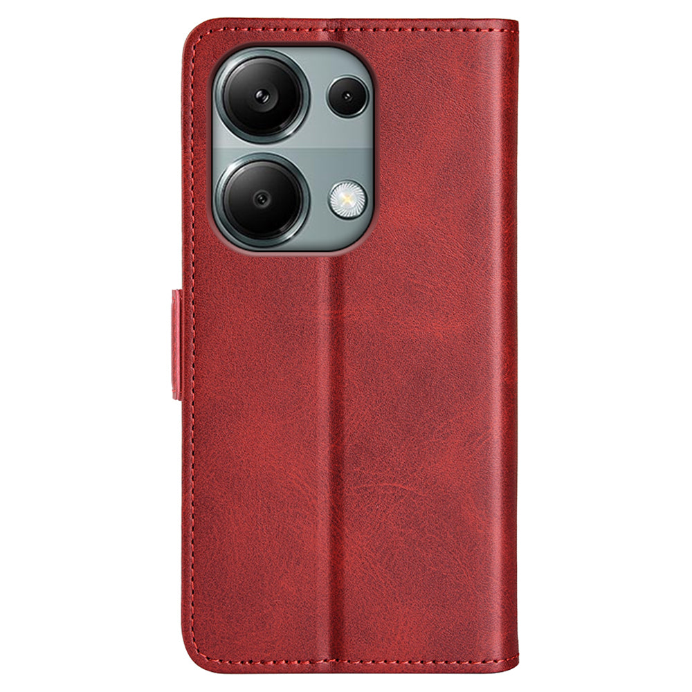 For Xiaomi Redmi Note 13 Pro 4G / Poco M6 Pro 4G Leather Wallet Phone Case Dual Magnetic Clasp - Red