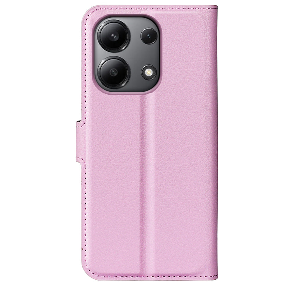 For Xiaomi Redmi Note 13 4G Phone Case Wallet Litchi Texture Leather Flip Cover - Pink
