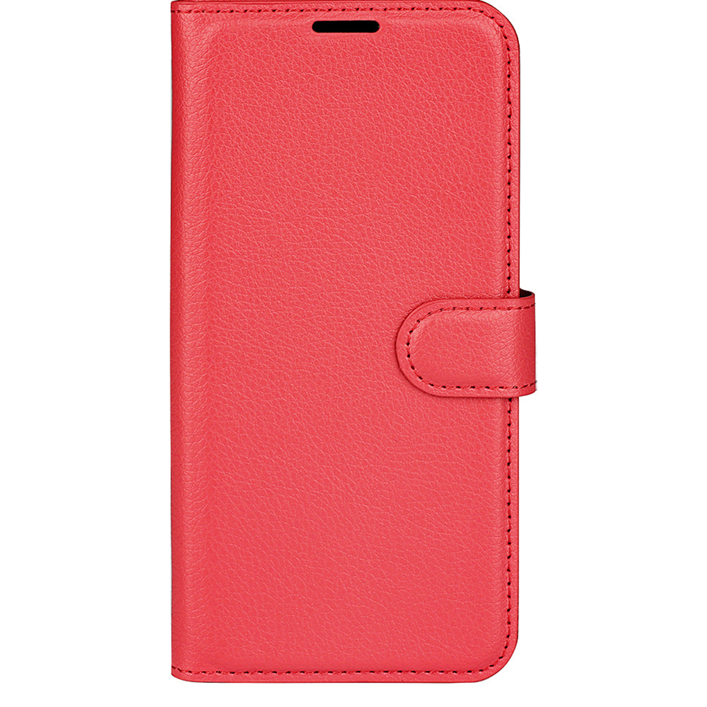 For Xiaomi Redmi Note 13 4G Phone Case Wallet Litchi Texture Leather Flip Cover - Red