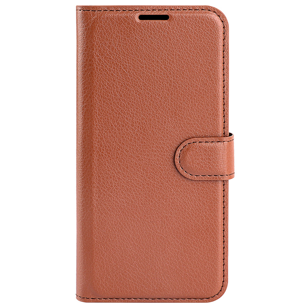 For Xiaomi Redmi Note 13 4G Phone Case Wallet Litchi Texture Leather Flip Cover - Brown