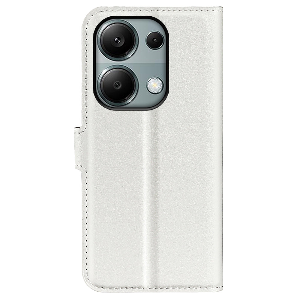 For Xiaomi Redmi Note 13 Pro 4G / Poco M6 Pro 4G Case Litchi Texture Leather Phone Cover with Wallet - White