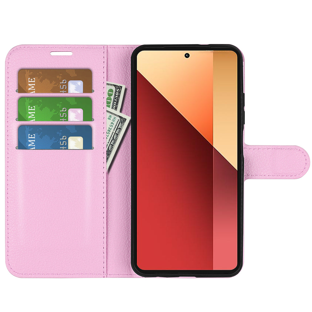 For Xiaomi Redmi Note 13 Pro 4G / Poco M6 Pro 4G Case Litchi Texture Leather Phone Cover with Wallet - Pink