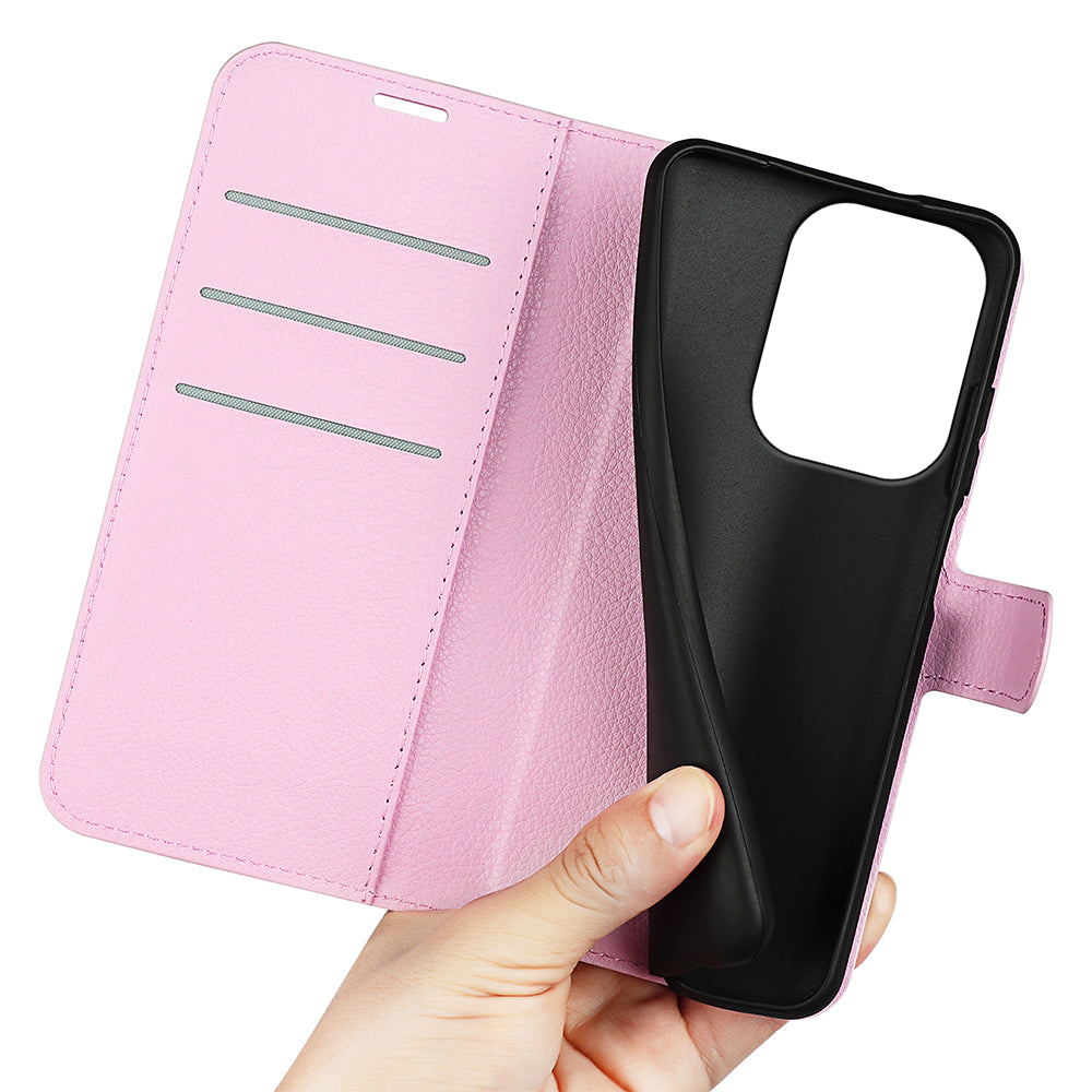For Xiaomi Redmi Note 13 Pro 4G / Poco M6 Pro 4G Case Litchi Texture Leather Phone Cover with Wallet - Pink