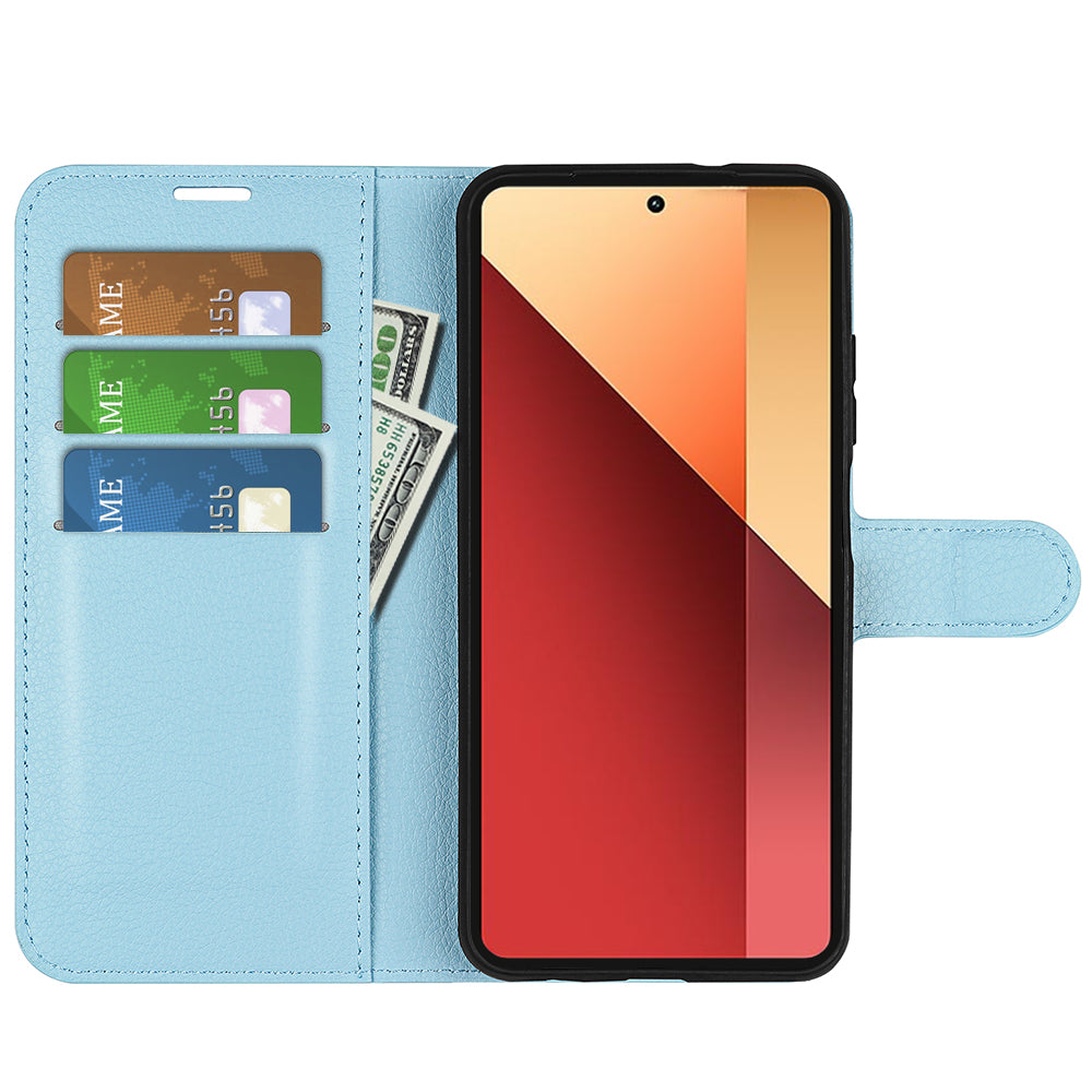 For Xiaomi Redmi Note 13 Pro 4G / Poco M6 Pro 4G Case Litchi Texture Leather Phone Cover with Wallet - Blue